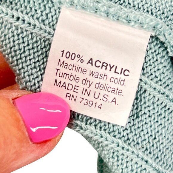 NWT Vtg Alfred Dunner Cardigan Sweater Button Down Blue USA PM Ribbed Knit - Picture 7 of 11